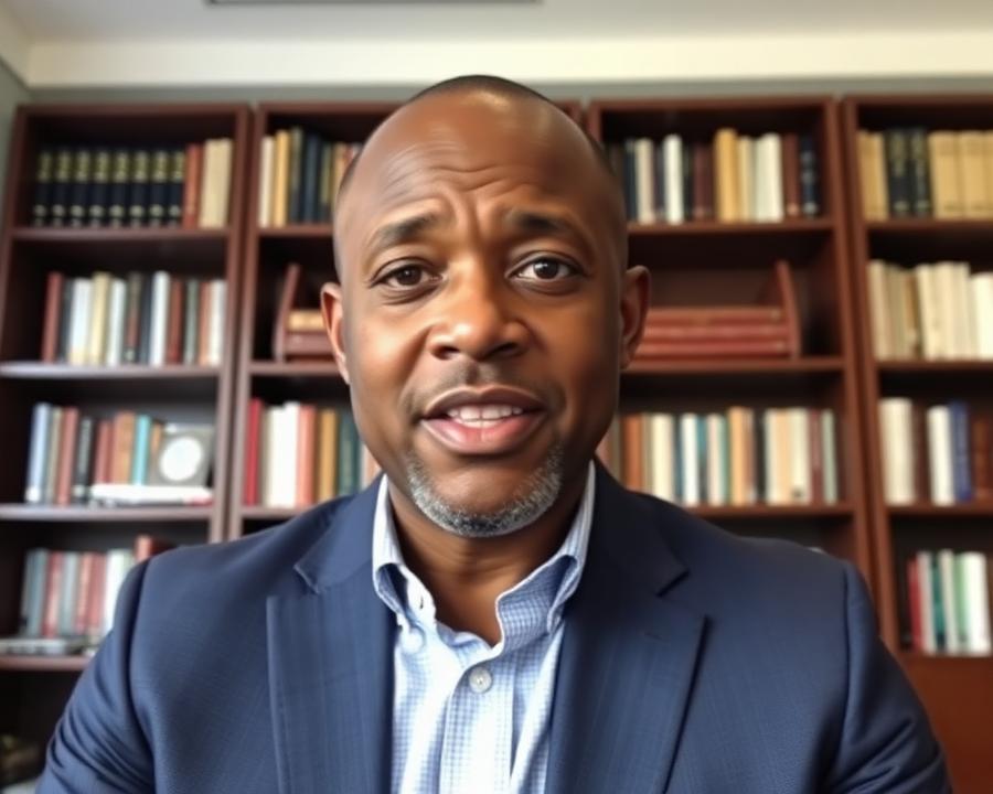 Executive speaking in a video series